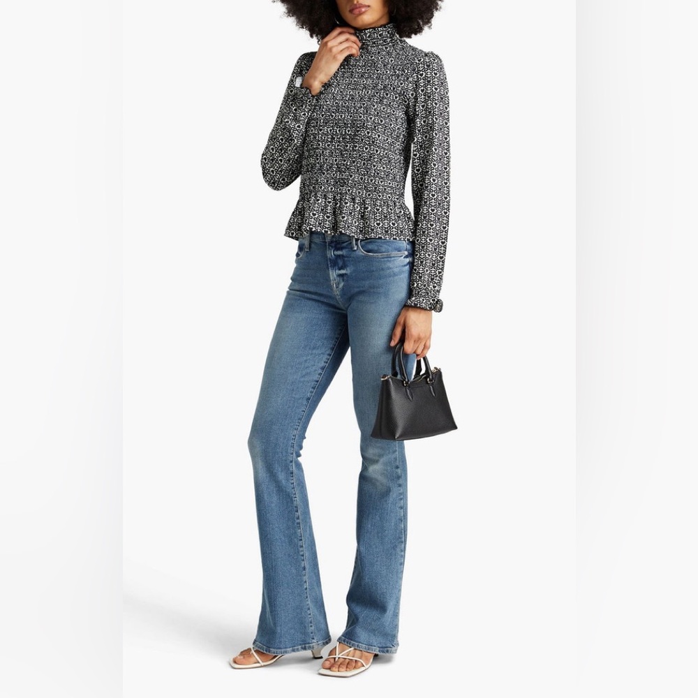Sandro Printed Mock Turtleneck Top